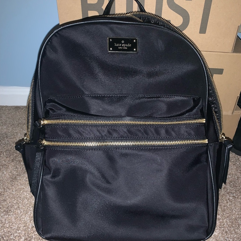 Black nylon kate spade back pack